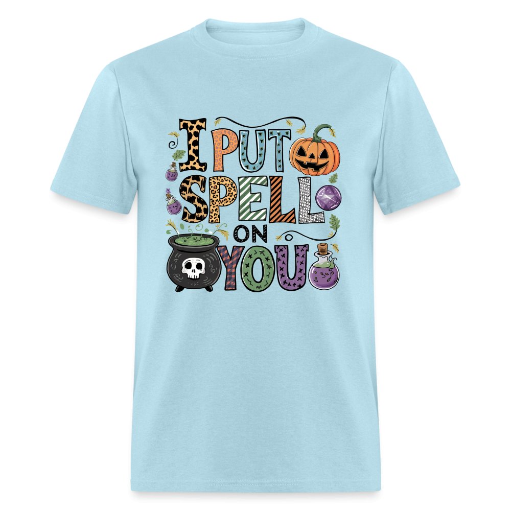 I Put Spell On You T-Shirt (Halloween Witch) - powder blue