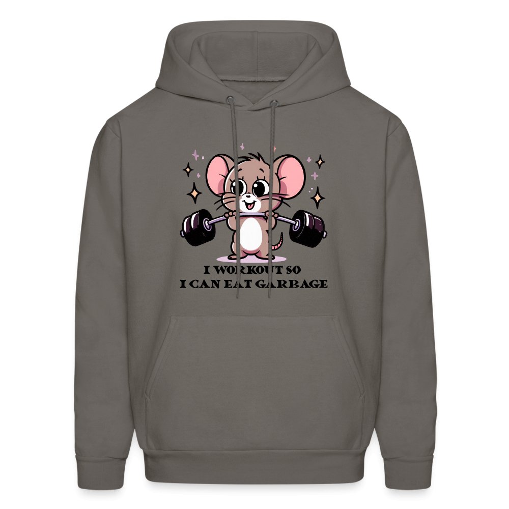 I Workout So I Can Eat Garbage Hoodie (Cute Funny Mouse) - option1# - Men's Hoodie | Hanes P170