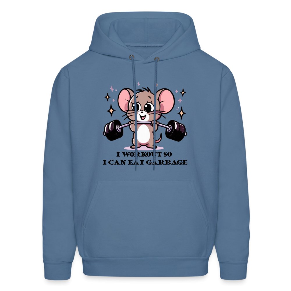 I Workout So I Can Eat Garbage Hoodie (Cute Funny Mouse) - option1# - Men's Hoodie | Hanes P170