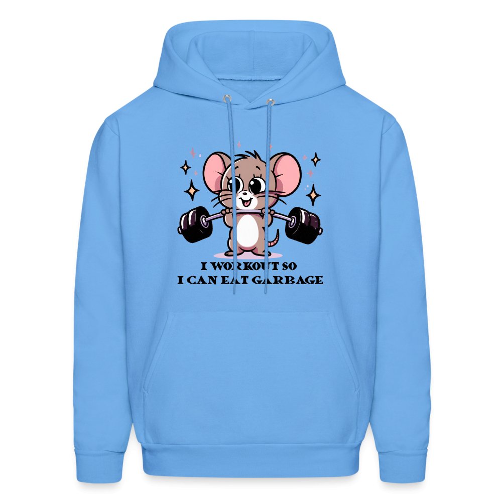 I Workout So I Can Eat Garbage Hoodie (Cute Funny Mouse) - option1# - Men's Hoodie | Hanes P170