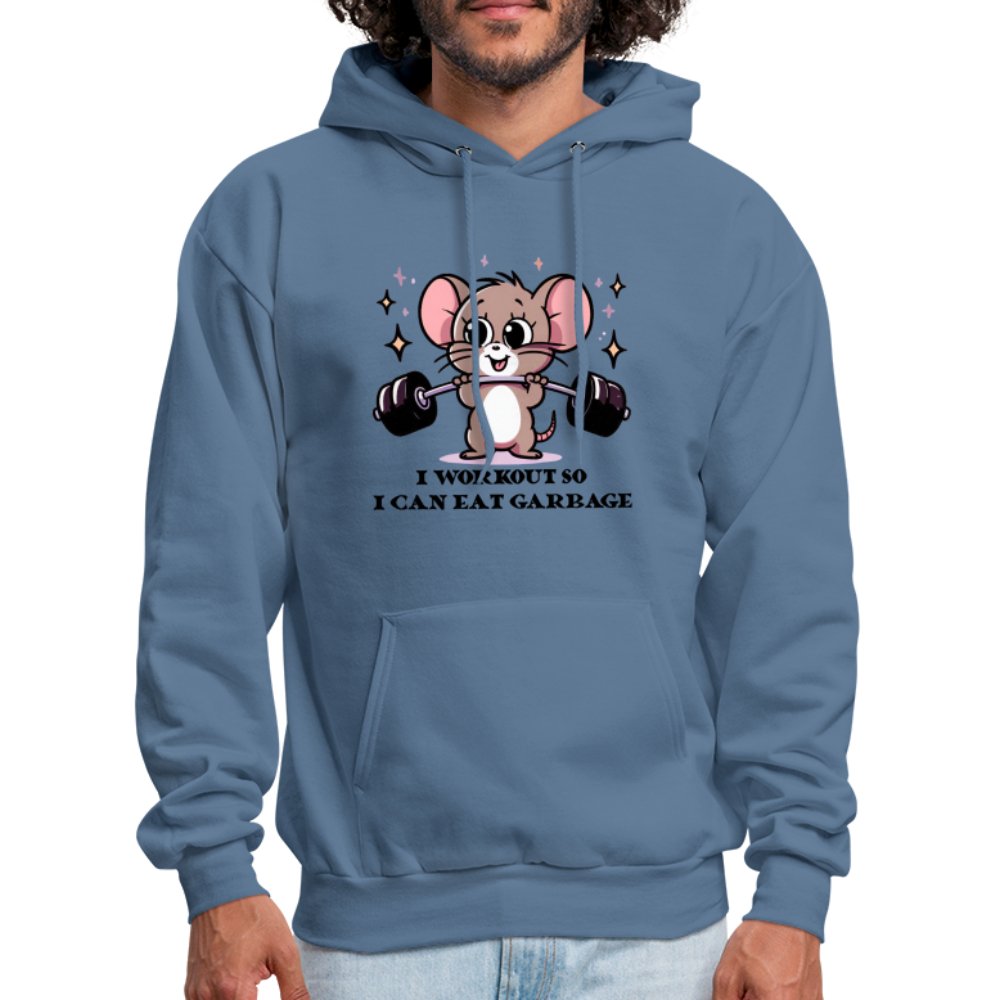 I Workout So I Can Eat Garbage Hoodie (Cute Funny Mouse) - option1# - Men's Hoodie | Hanes P170