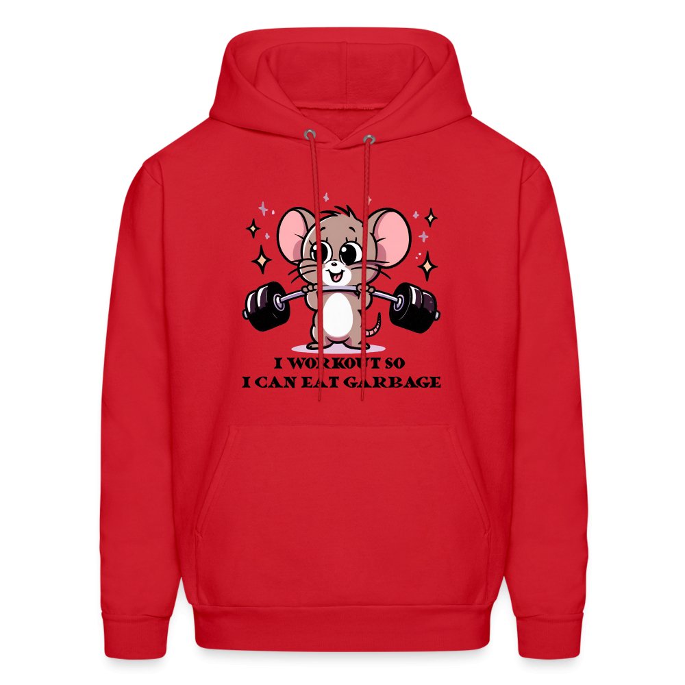 I Workout So I Can Eat Garbage Hoodie (Cute Funny Mouse) - option1# - Men's Hoodie | Hanes P170