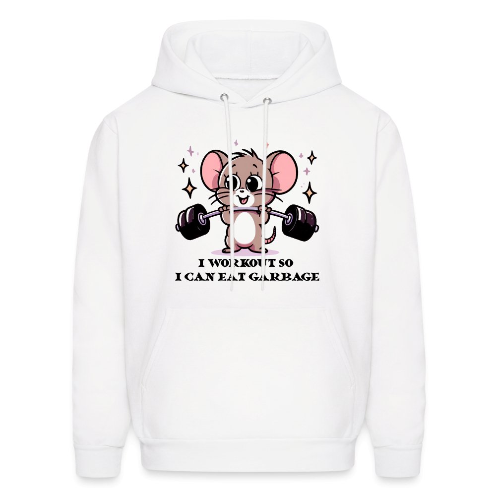 I Workout So I Can Eat Garbage Hoodie (Cute Funny Mouse) - option1# - Men's Hoodie | Hanes P170