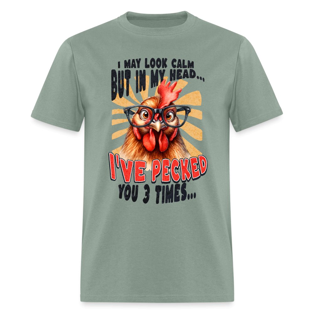 In My Head I've Pecked Your 3 Times T-Shirt (Crazy Chicken) - aquatic blue