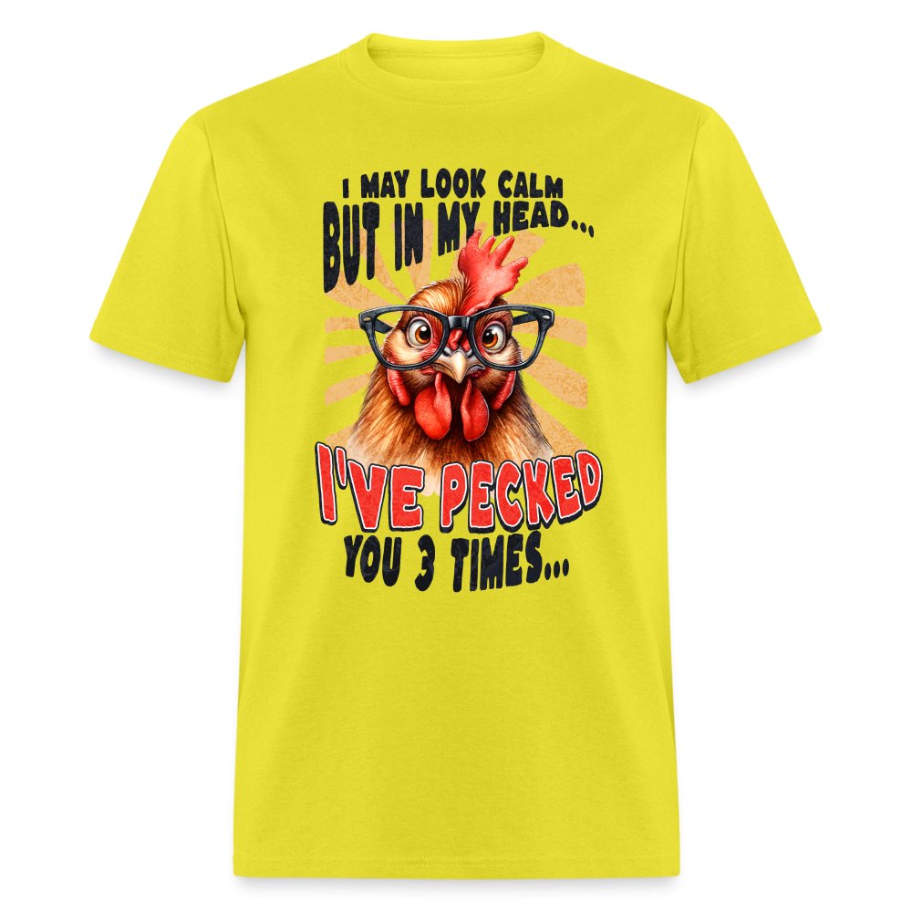 In My Head I've Pecked Your 3 Times T-Shirt (Crazy Chicken) - pink