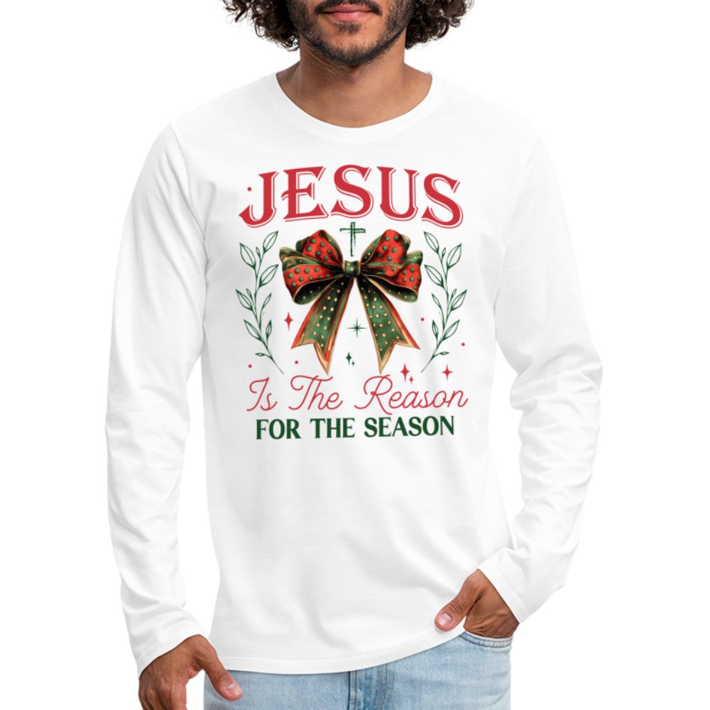 Jesus Is The Reason For The Season Men's Premium Long Sleeve T-Shirt - white