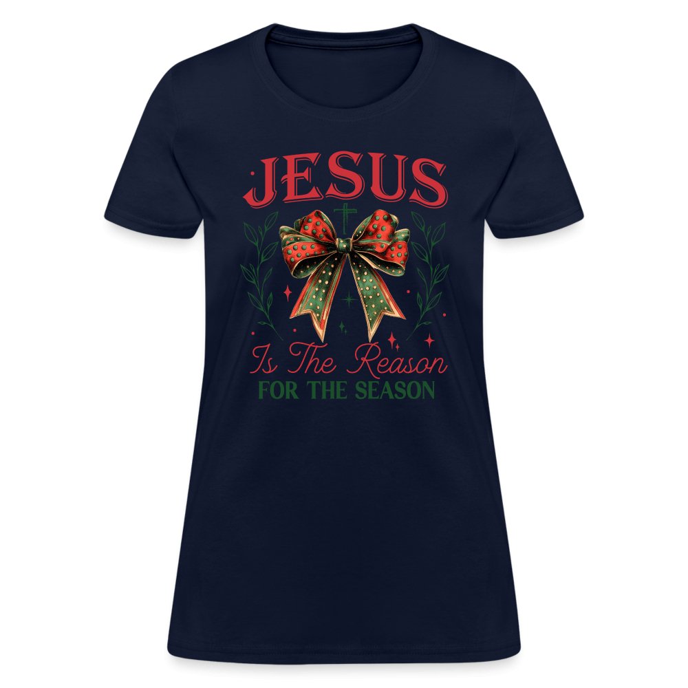 Jesus Is The Reason For The Season Women's Contoured T-Shirt - navy