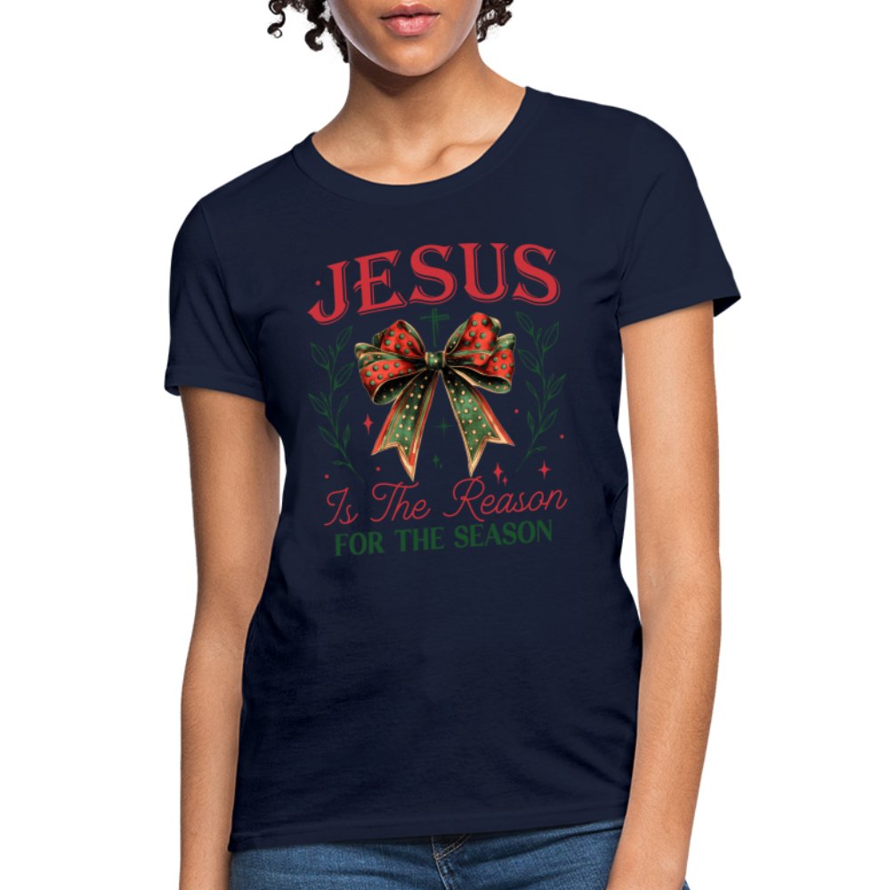 Jesus Is The Reason For The Season Women's Contoured T-Shirt - navy