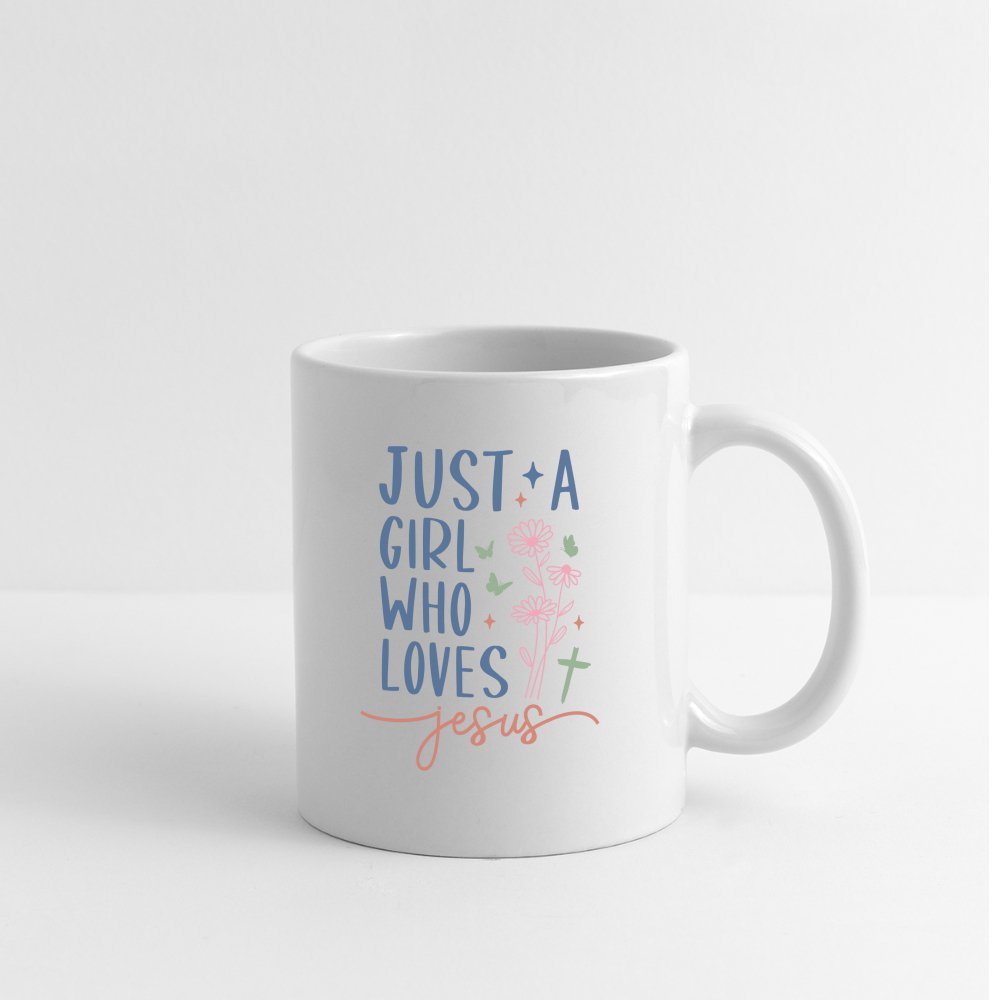 Just A Girl Who Loves Jesus Coffee Mug - white