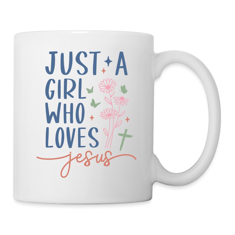 Just A Girl Who Loves Jesus Coffee Mug - white