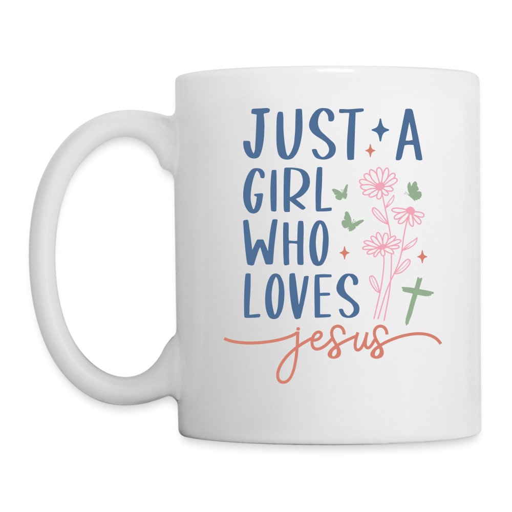 Just A Girl Who Loves Jesus Coffee Mug - white