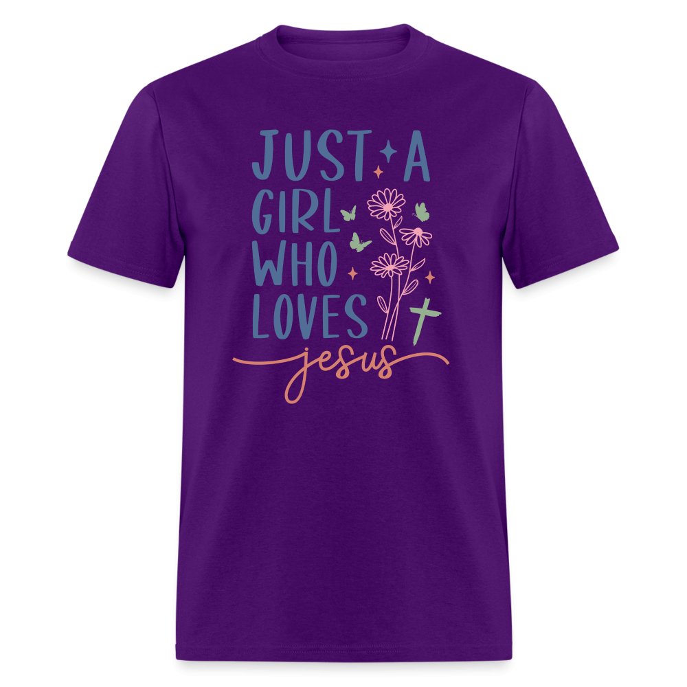 Just A Girl Who Loves Jesus T-Shirt - purple