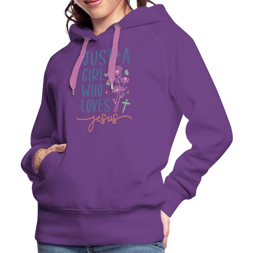 Just A Girl Who Loves Jesus Women’s Premium Hoodie - purple