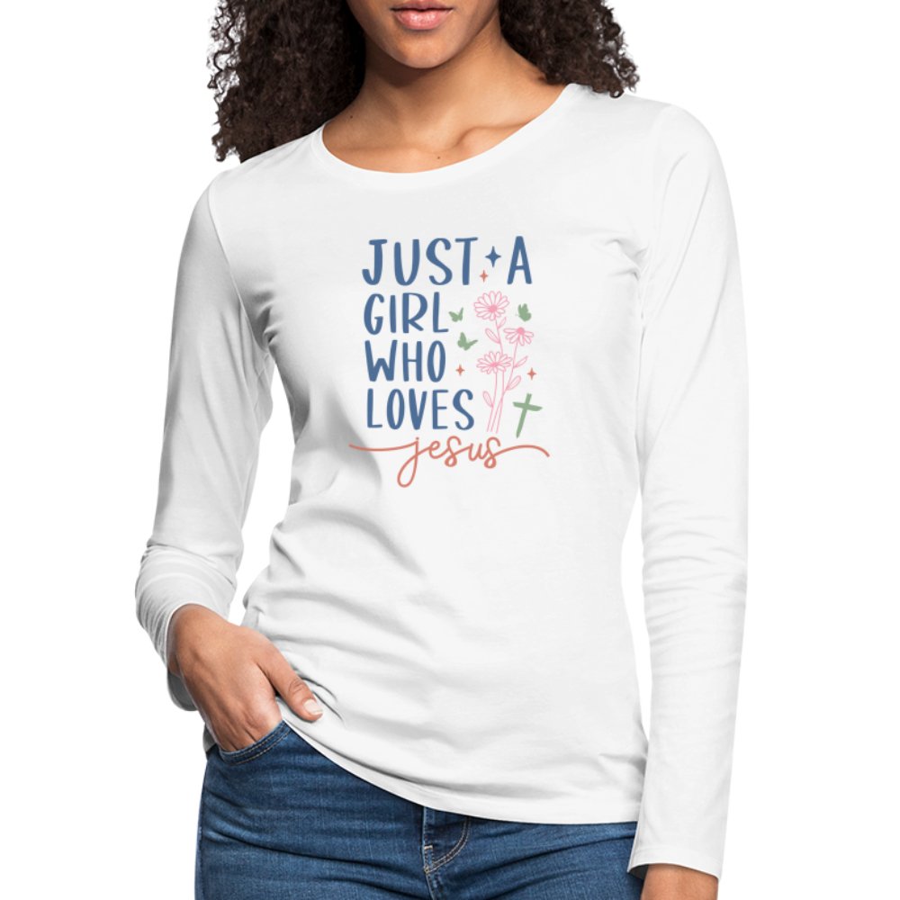 Just A Girl Who Loves Jesus Women's Premium Long Sleeve T-Shirt - black