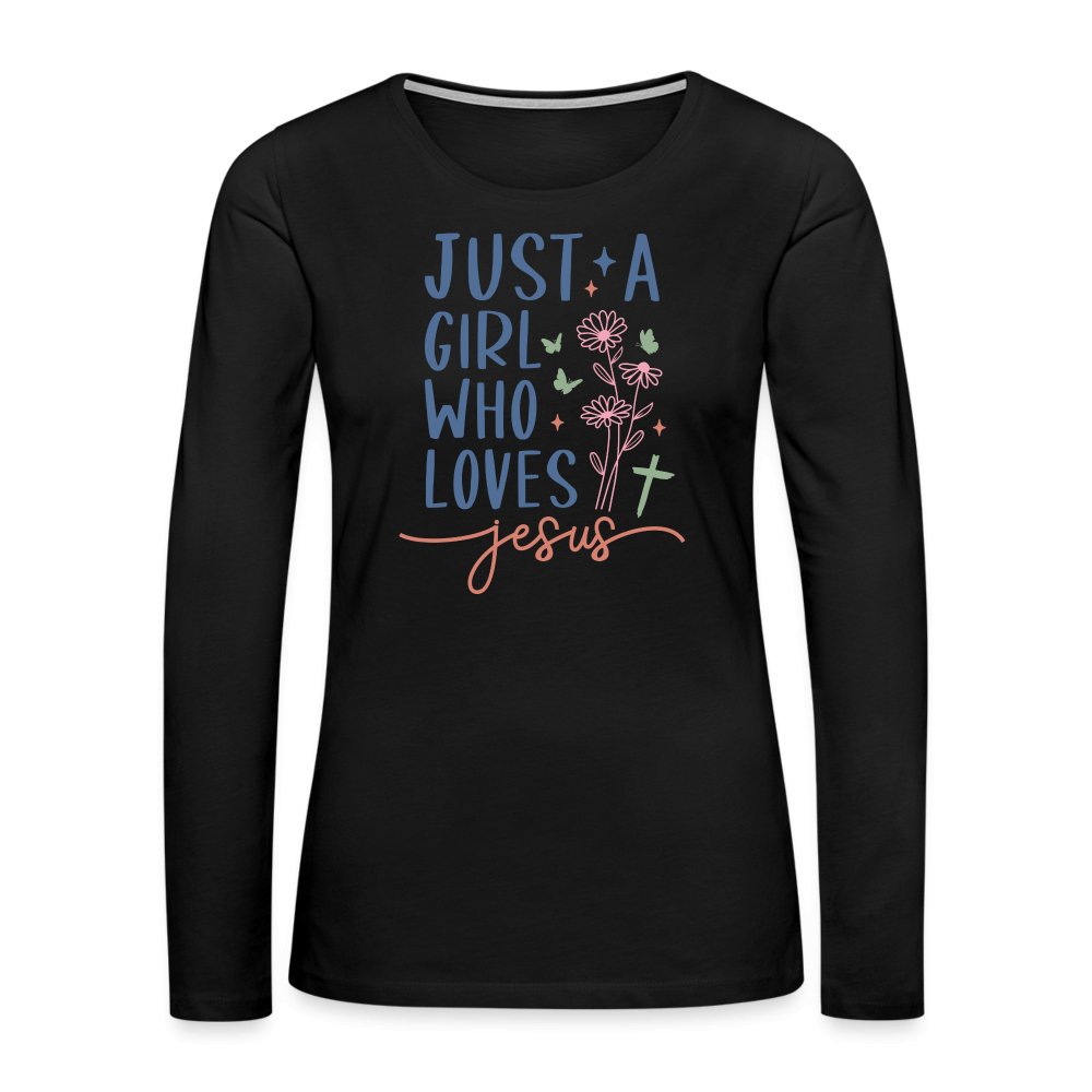 Just A Girl Who Loves Jesus Women's Premium Long Sleeve T-Shirt - black