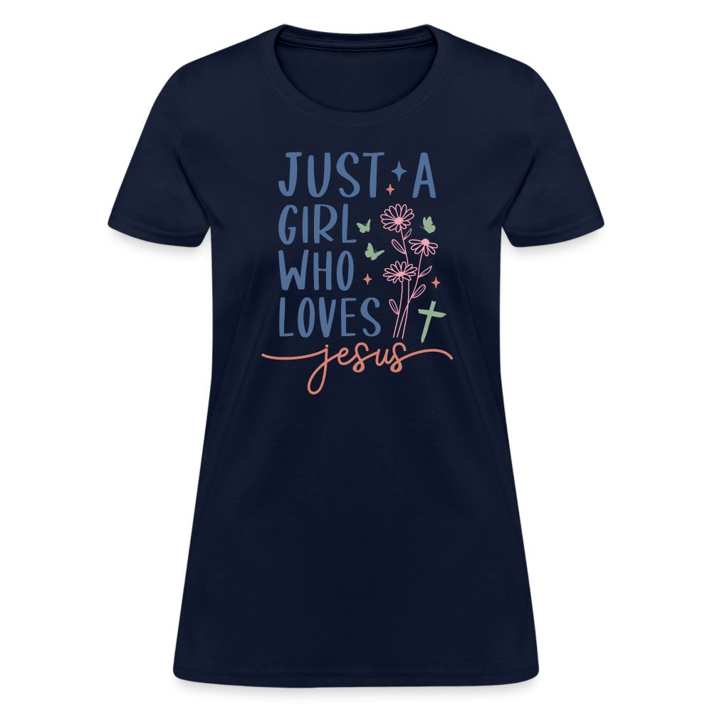 Just A Girl Who Loves Jesus Women's T-Shirt - navy