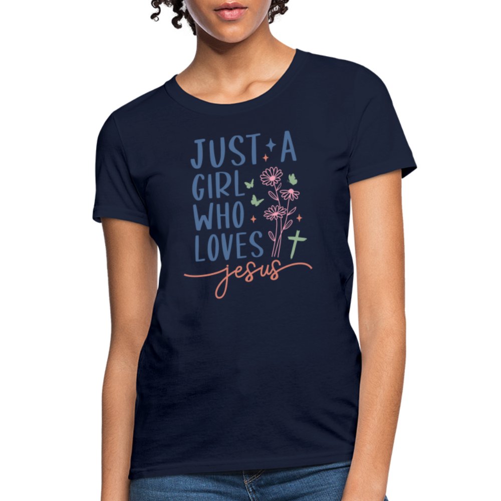 Just A Girl Who Loves Jesus Women's T-Shirt - navy