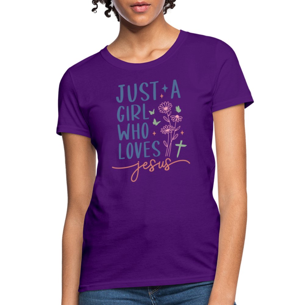 Just A Girl Who Loves Jesus Women's T-Shirt - purple