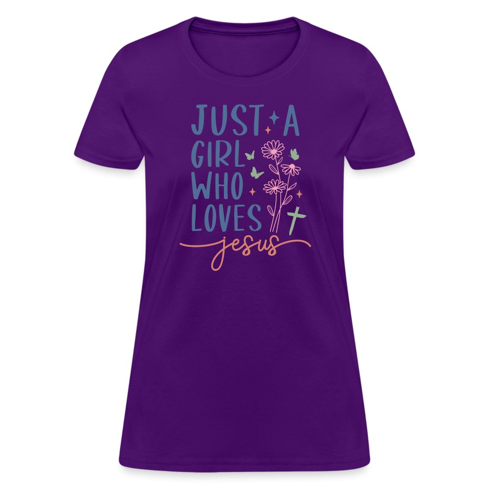 Just A Girl Who Loves Jesus Women's T-Shirt - purple