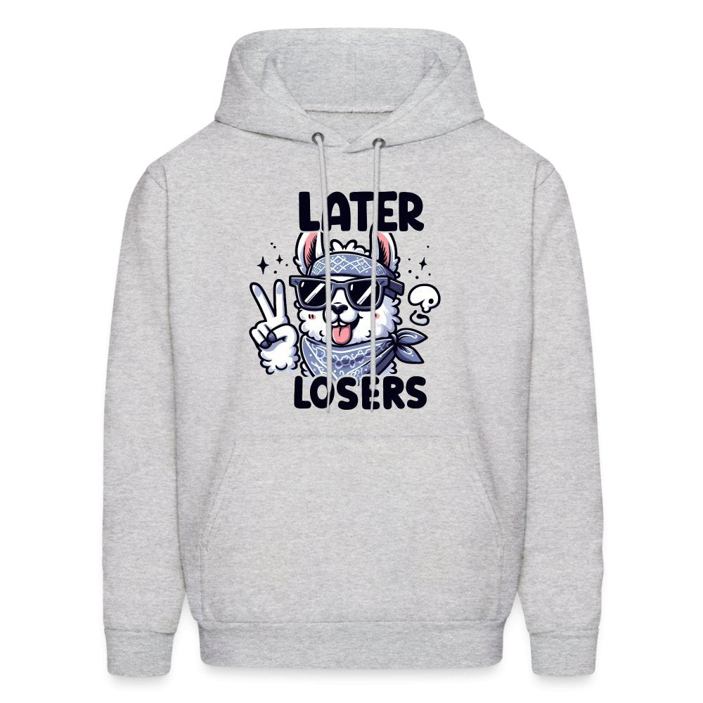 Later Losers Hoodie (Cute Funny Llama) - ash