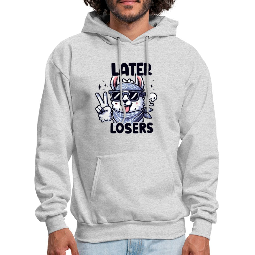 Later Losers Hoodie (Cute Funny Llama) - ash