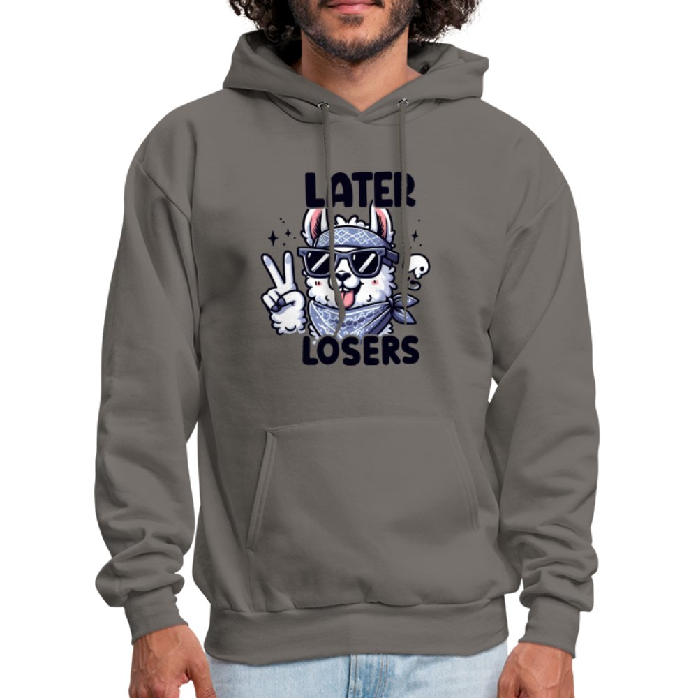 Later Losers Hoodie (Cute Funny Llama) - asphalt gray