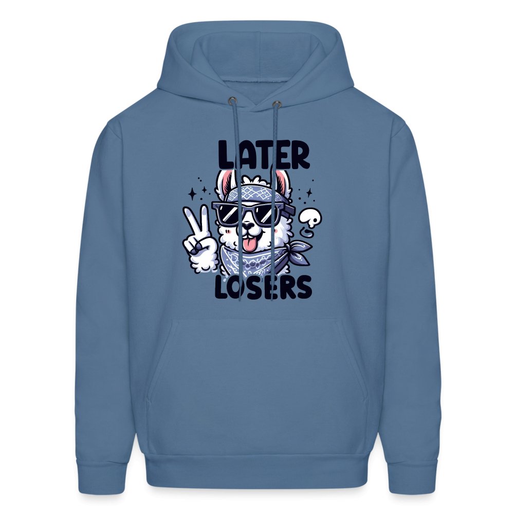 Later Losers Hoodie (Cute Funny Llama) - denim blue