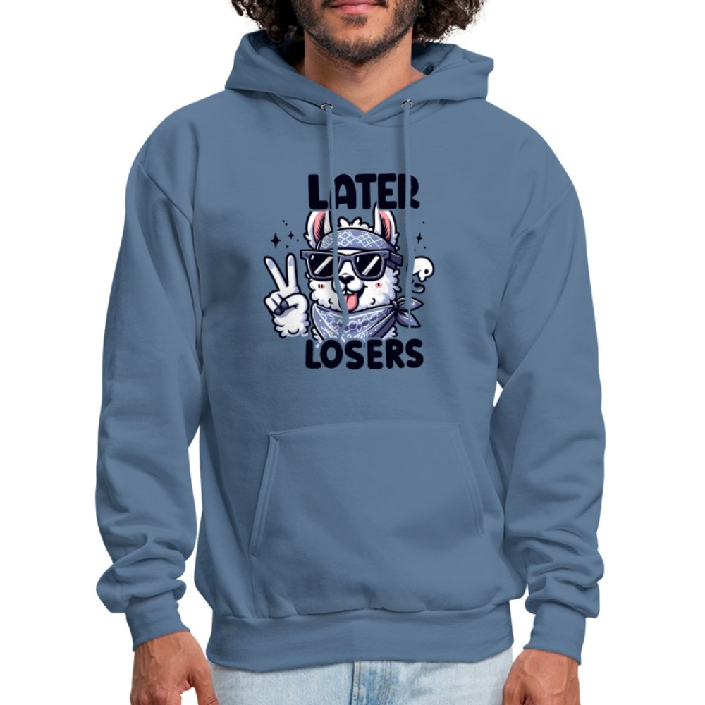 Later Losers Hoodie (Cute Funny Llama) - denim blue