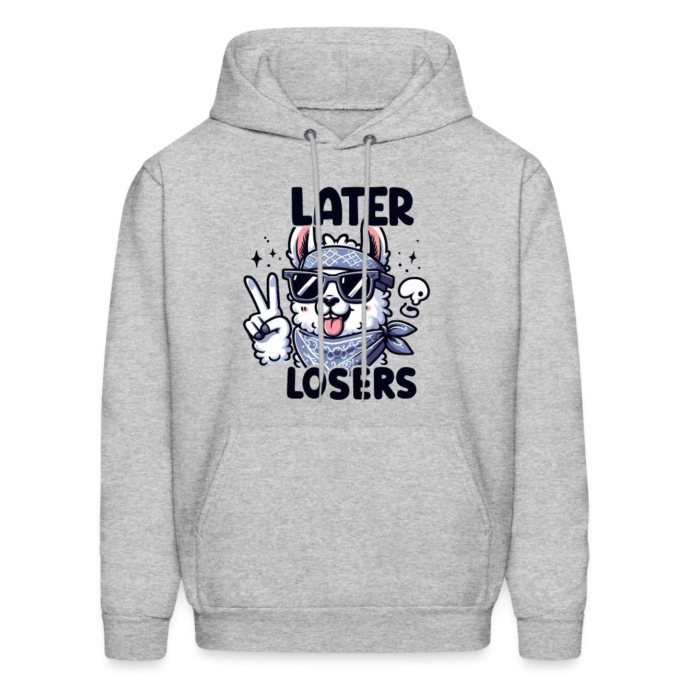 Later Losers Hoodie (Cute Funny Llama) - heather gray