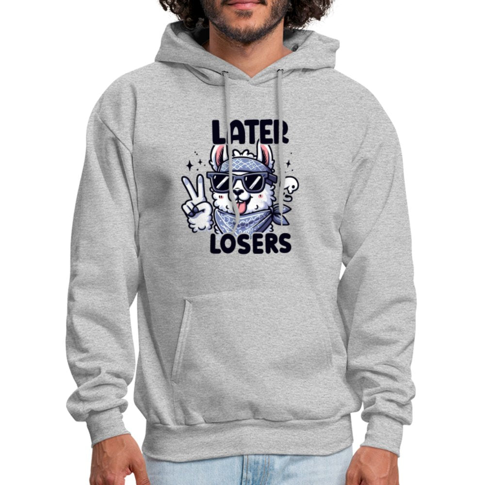 Later Losers Hoodie (Cute Funny Llama) - heather gray