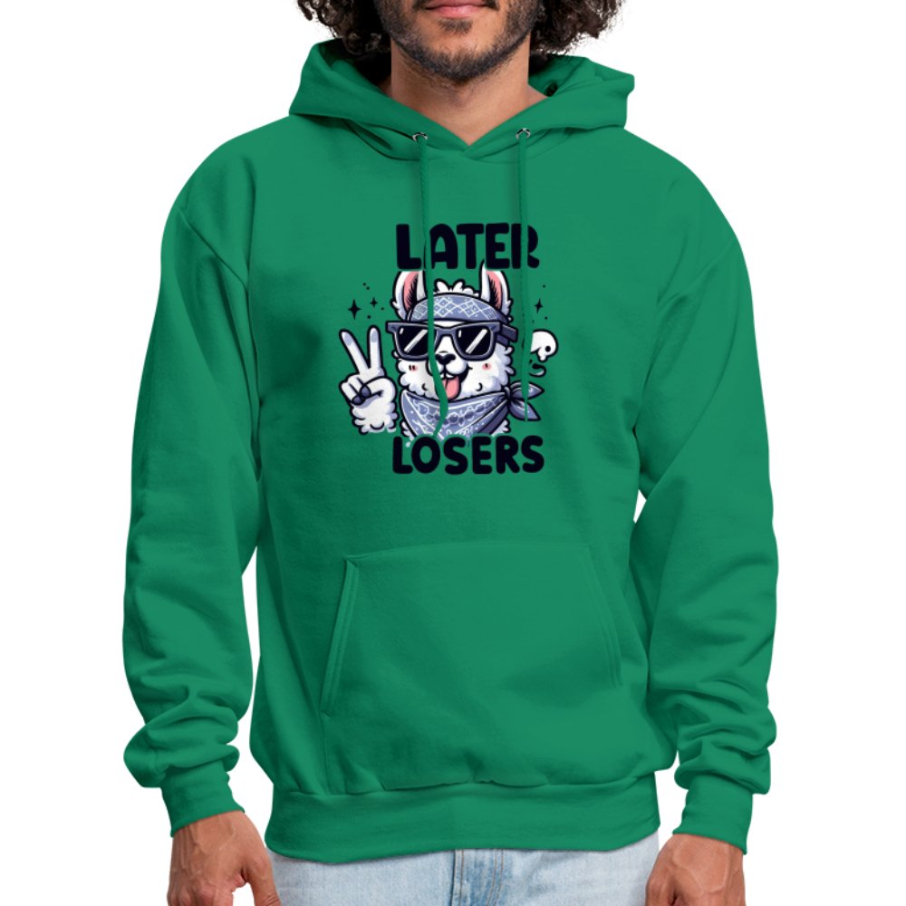 Later Losers Hoodie (Cute Funny Llama) - kelly green