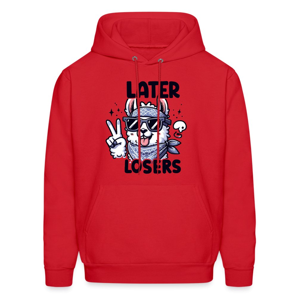 Later Losers Hoodie (Cute Funny Llama) - red