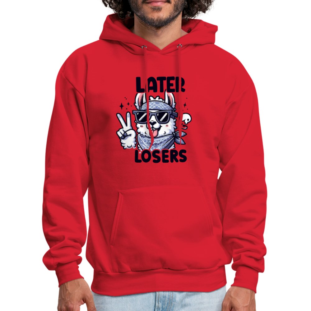 Later Losers Hoodie (Cute Funny Llama) - red