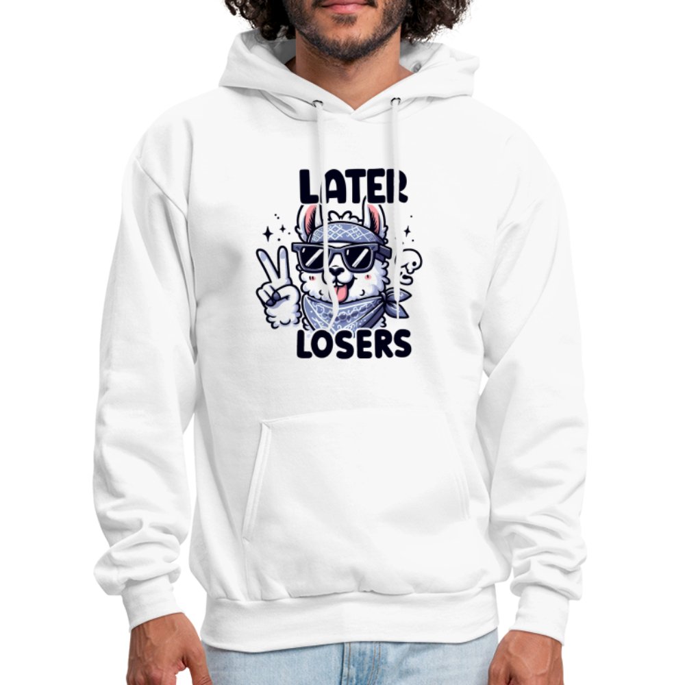 Later Losers Hoodie (Cute Funny Llama) - option1# - Men's Hoodie | Hanes P170