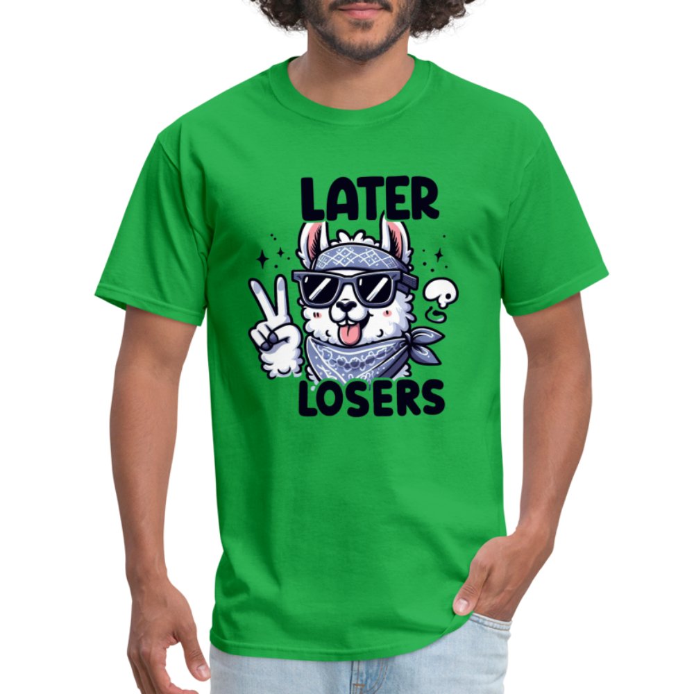 Later Losers T-Shirt (Cute Funny Llama) - option1# - Unisex Classic T-Shirt | Fruit of the Loom 3930