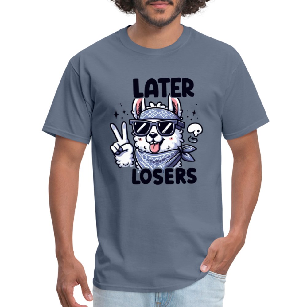 Later Losers T-Shirt (Cute Funny Llama) - option1# - Unisex Classic T-Shirt | Fruit of the Loom 3930