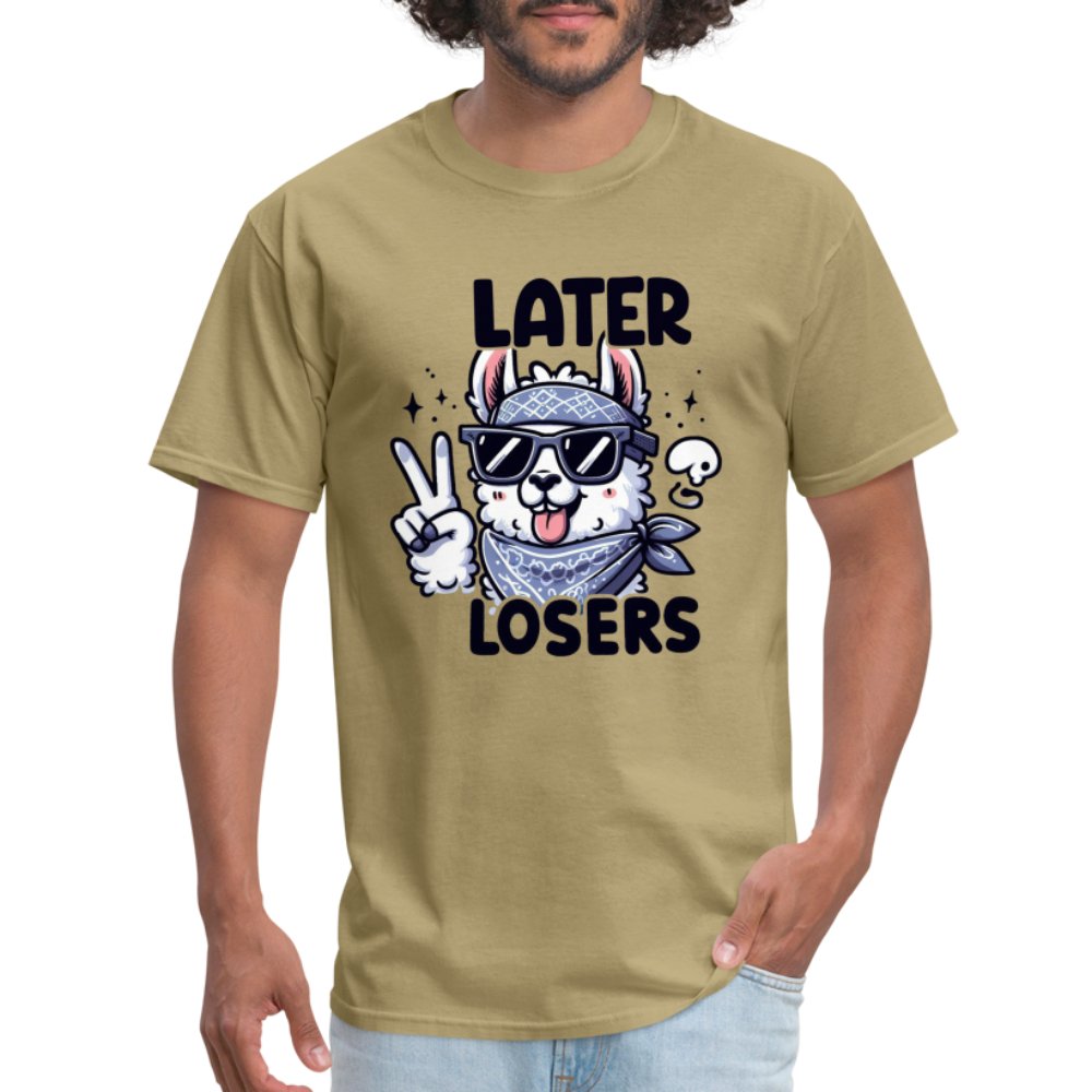 Later Losers T-Shirt (Cute Funny Llama) - option1# - Unisex Classic T-Shirt | Fruit of the Loom 3930