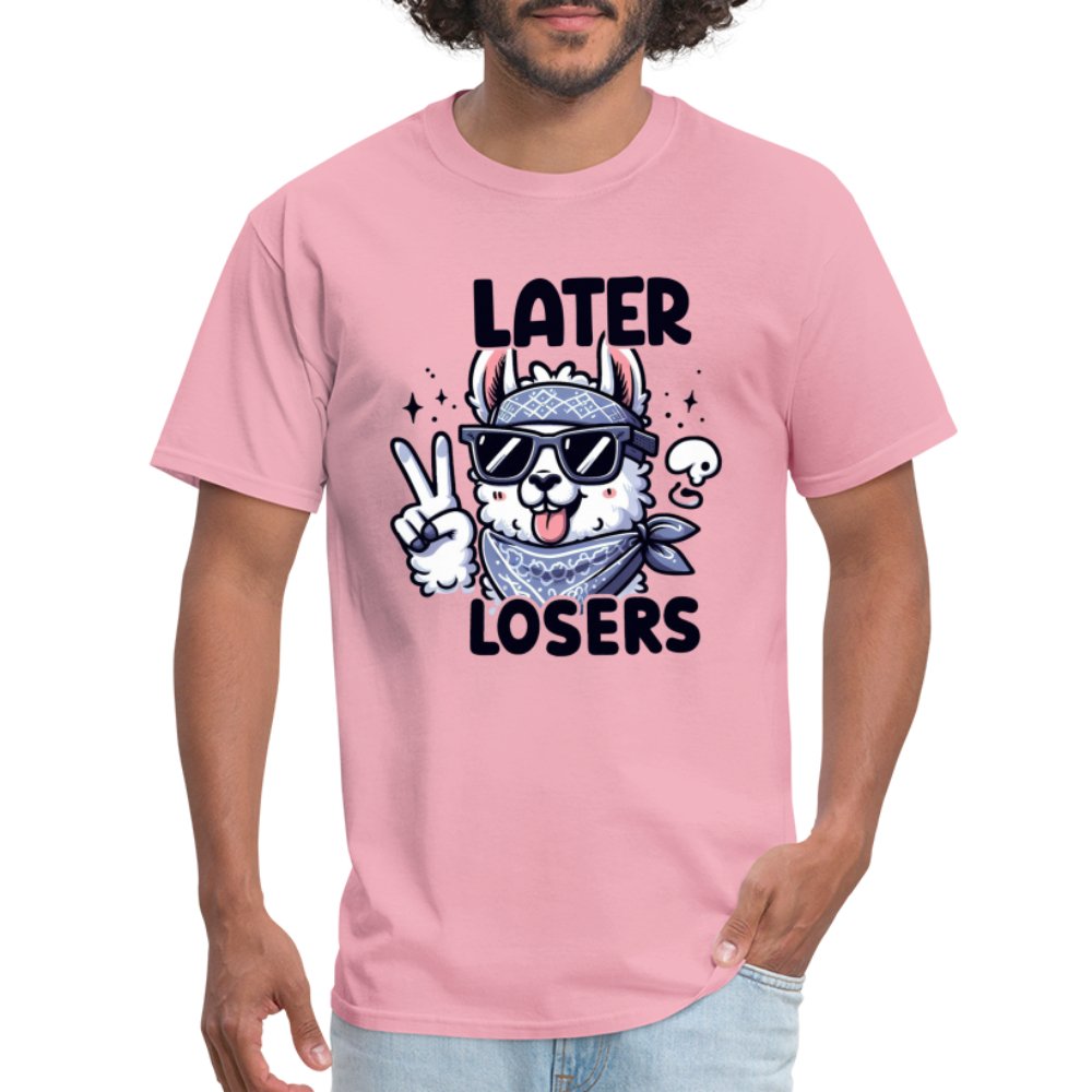 Later Losers T-Shirt (Cute Funny Llama) - option1# - Unisex Classic T-Shirt | Fruit of the Loom 3930