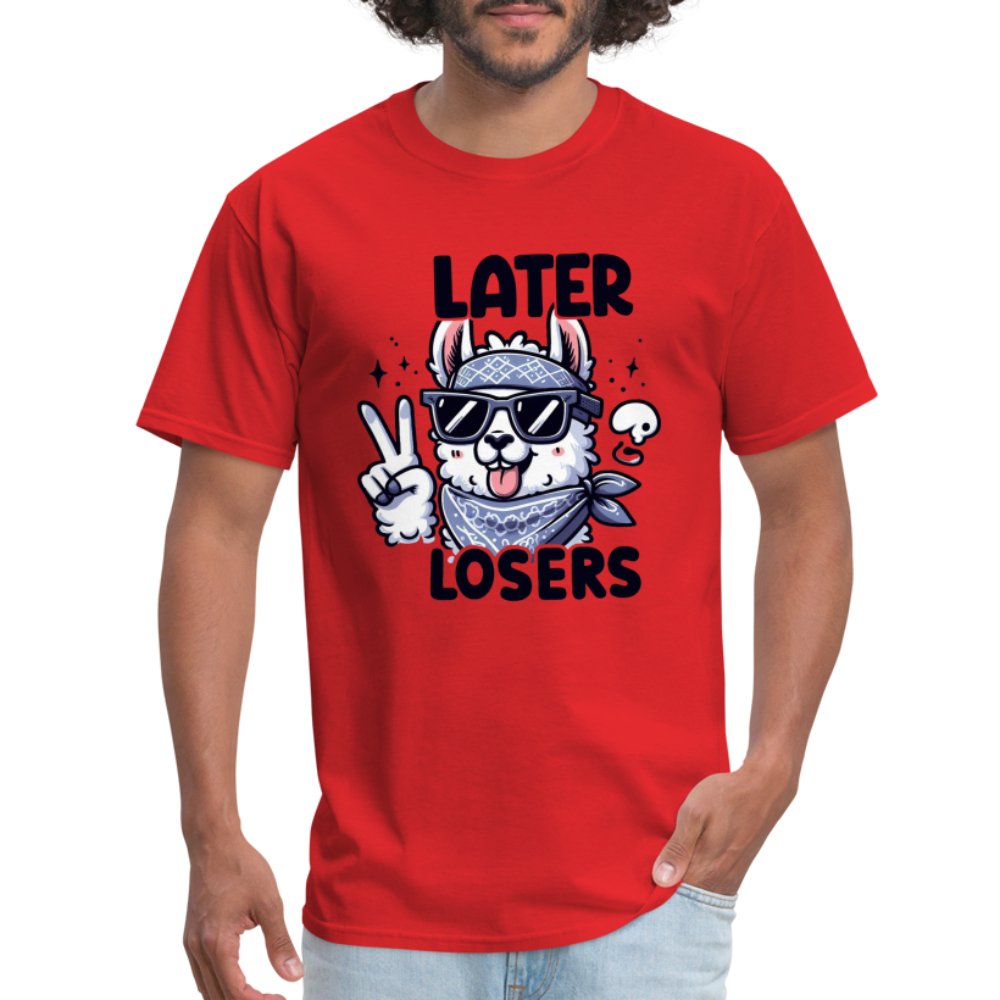 Later Losers T-Shirt (Cute Funny Llama) - option1# - Unisex Classic T-Shirt | Fruit of the Loom 3930