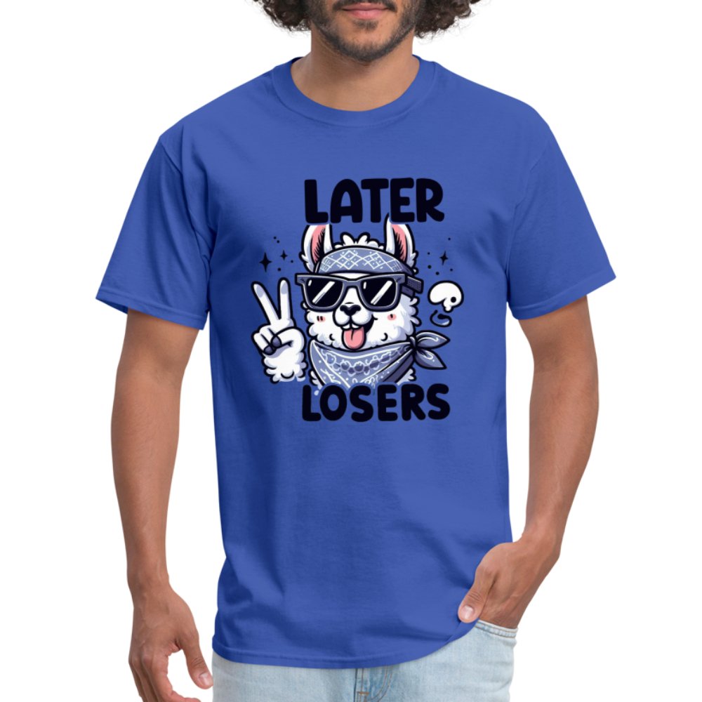 Later Losers T-Shirt (Cute Funny Llama) - option1# - Unisex Classic T-Shirt | Fruit of the Loom 3930