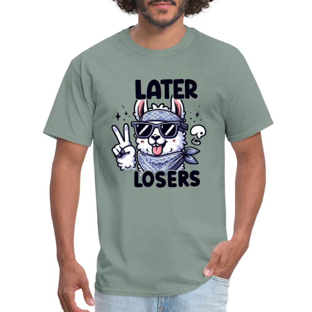 Later Losers T-Shirt (Cute Funny Llama) - option1# - Unisex Classic T-Shirt | Fruit of the Loom 3930