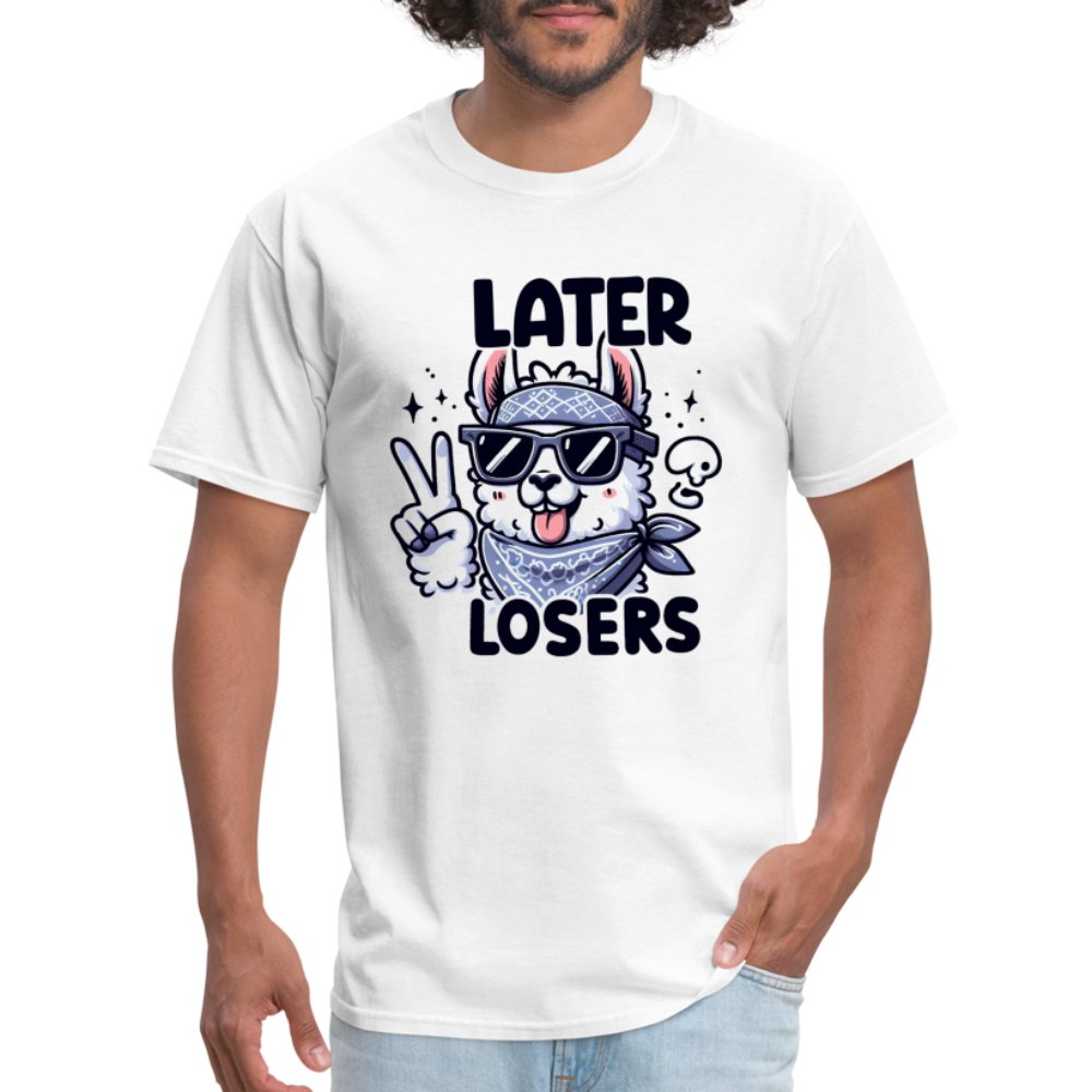 Later Losers T-Shirt (Cute Funny Llama) - option1# - Unisex Classic T-Shirt | Fruit of the Loom 3930