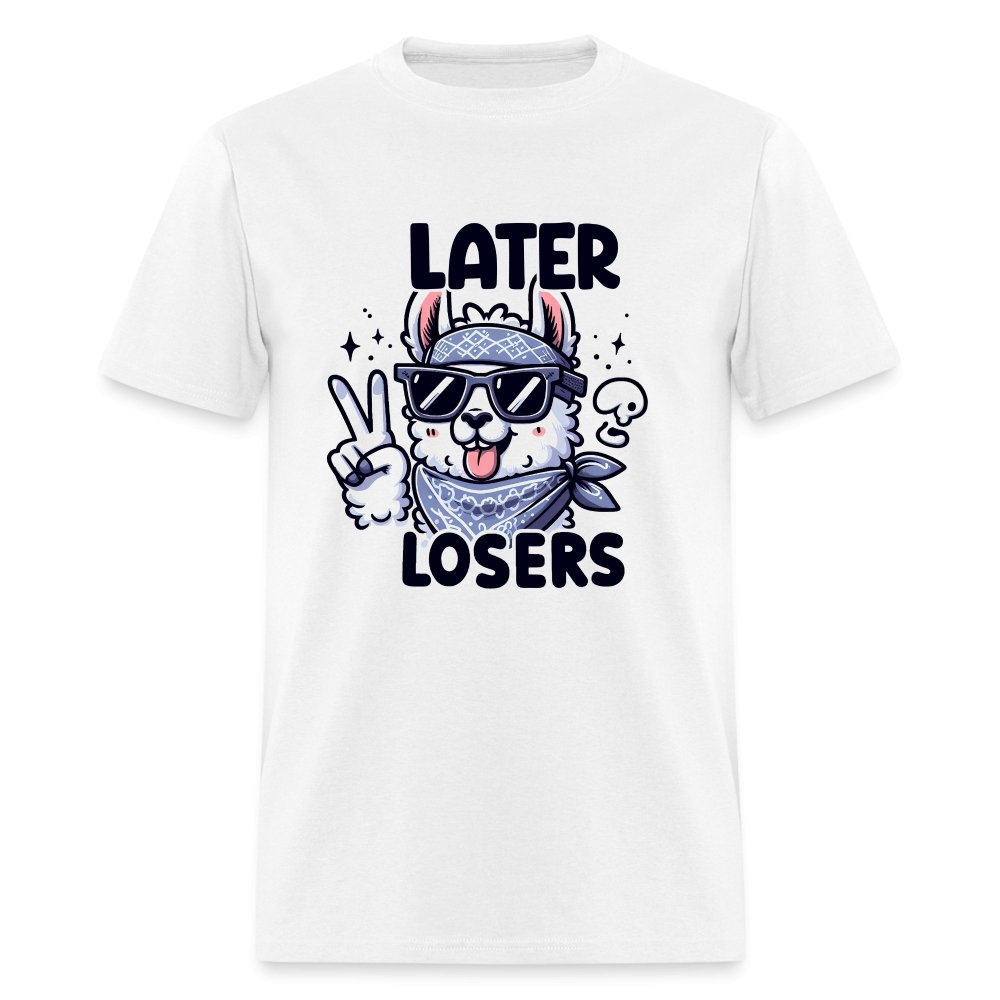 Later Losers T-Shirt (Cute Funny Llama) - option1# - Unisex Classic T-Shirt | Fruit of the Loom 3930