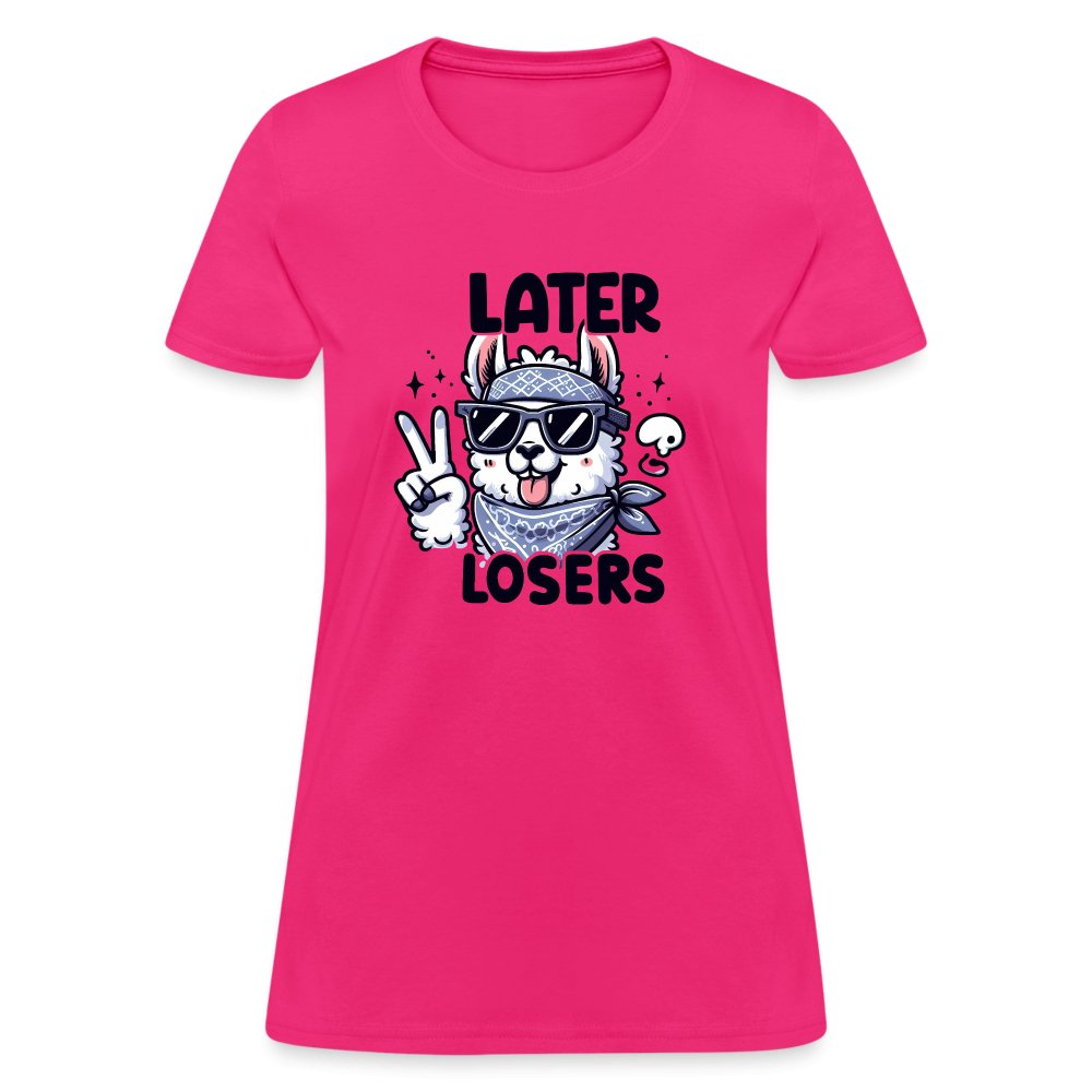 Later Losers Women's Contoured T-Shirt (Cute Funny Llama) - option1# - Women's T-Shirt | Fruit of the Loom L3930R