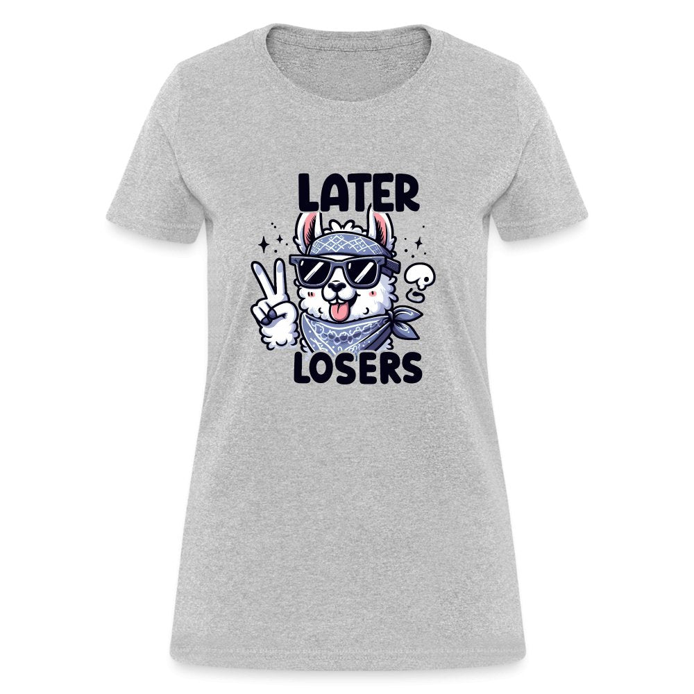 Later Losers Women's Contoured T-Shirt (Cute Funny Llama) - option1# - Women's T-Shirt | Fruit of the Loom L3930R