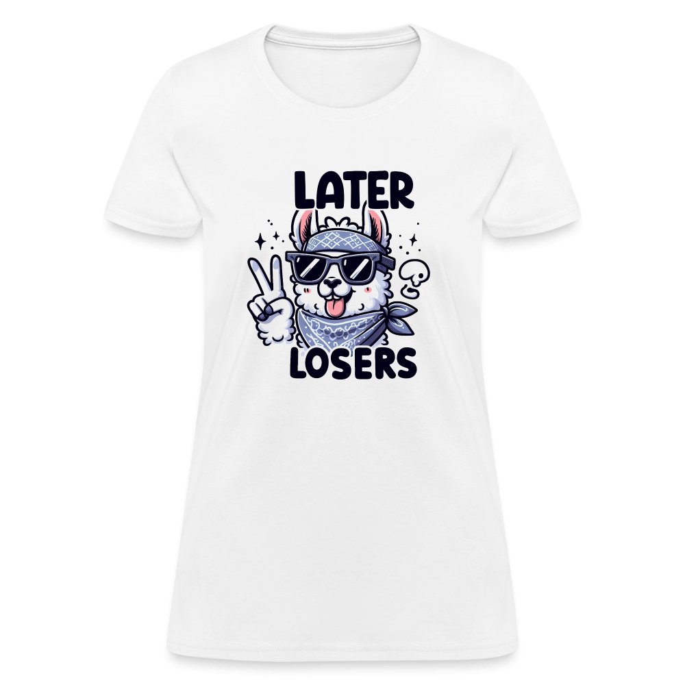 Later Losers Women's Contoured T-Shirt (Cute Funny Llama) - option1# - Women's T-Shirt | Fruit of the Loom L3930R