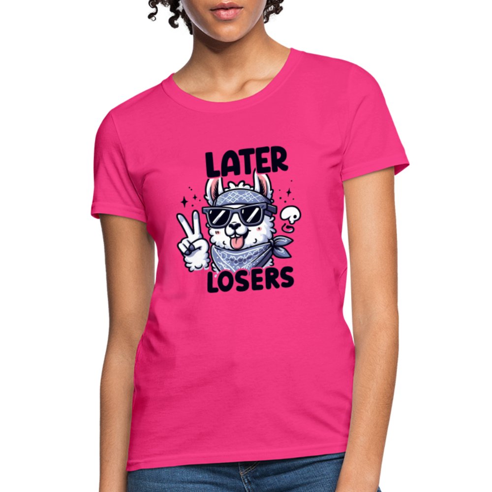 Later Losers Women's Contoured T-Shirt (Cute Funny Llama) - option1# - Women's T-Shirt | Fruit of the Loom L3930R