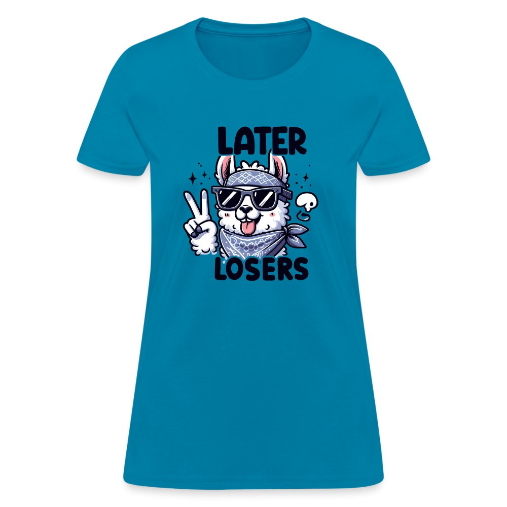 Later Losers Women's Contoured T-Shirt (Cute Funny Llama) - option1# - Women's T-Shirt | Fruit of the Loom L3930R