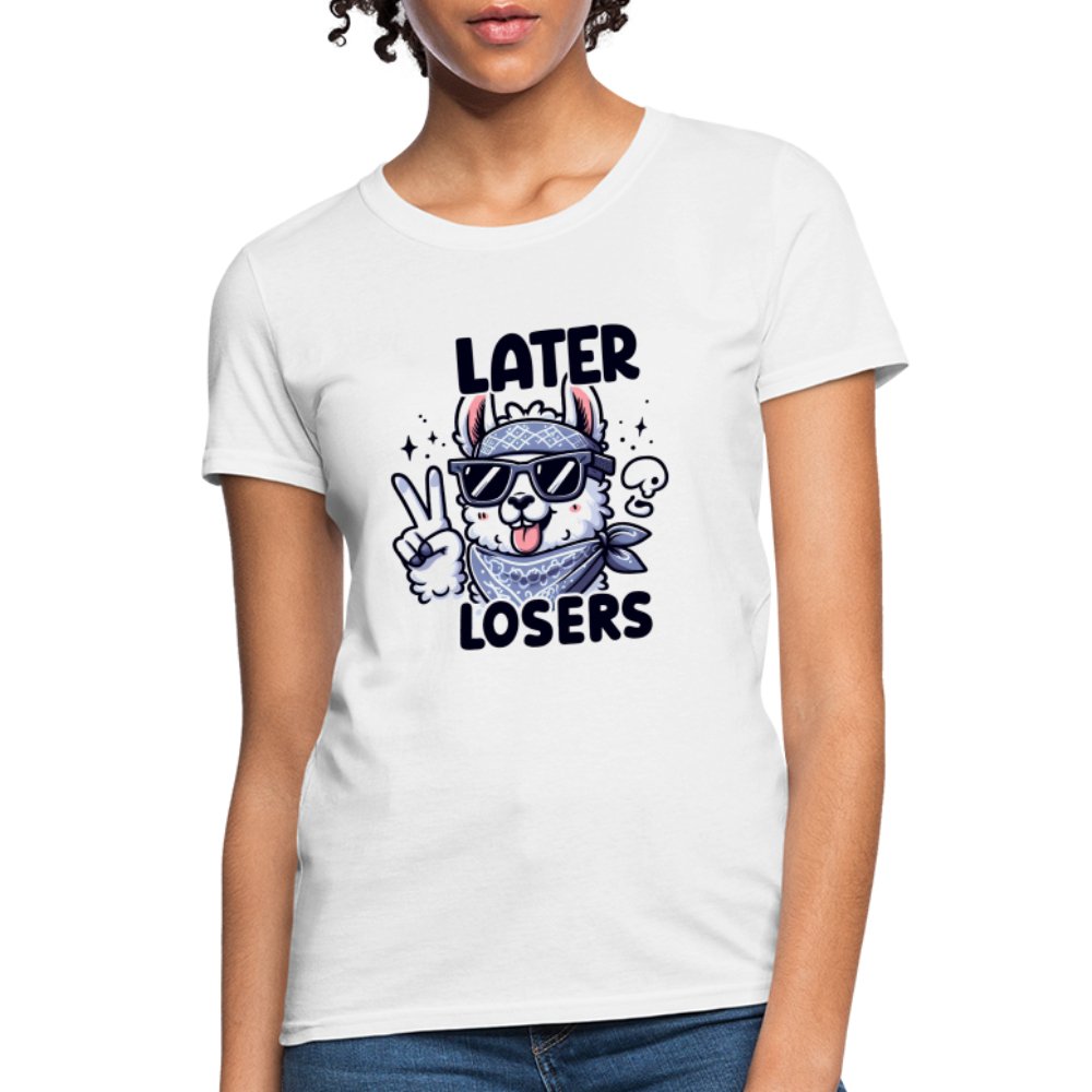 Later Losers Women's Contoured T-Shirt (Cute Funny Llama) - option1# - Women's T-Shirt | Fruit of the Loom L3930R