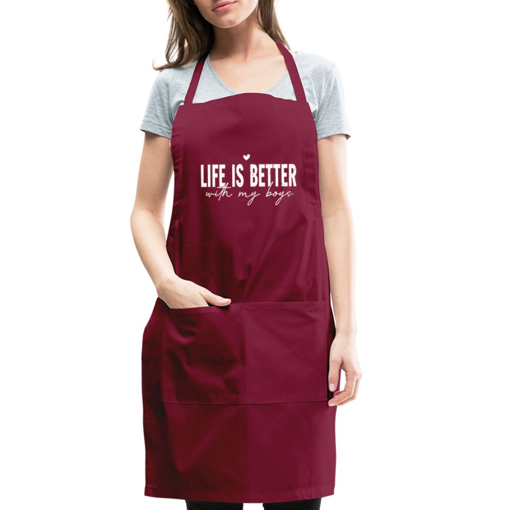 Life Is Better With My Boys - Adjustable Apron - black